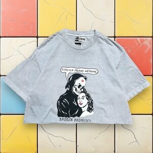 Broken Promises Grim Reaper Shirt Y2K Men L Gray Crop Top Girl Skateboarding Tee